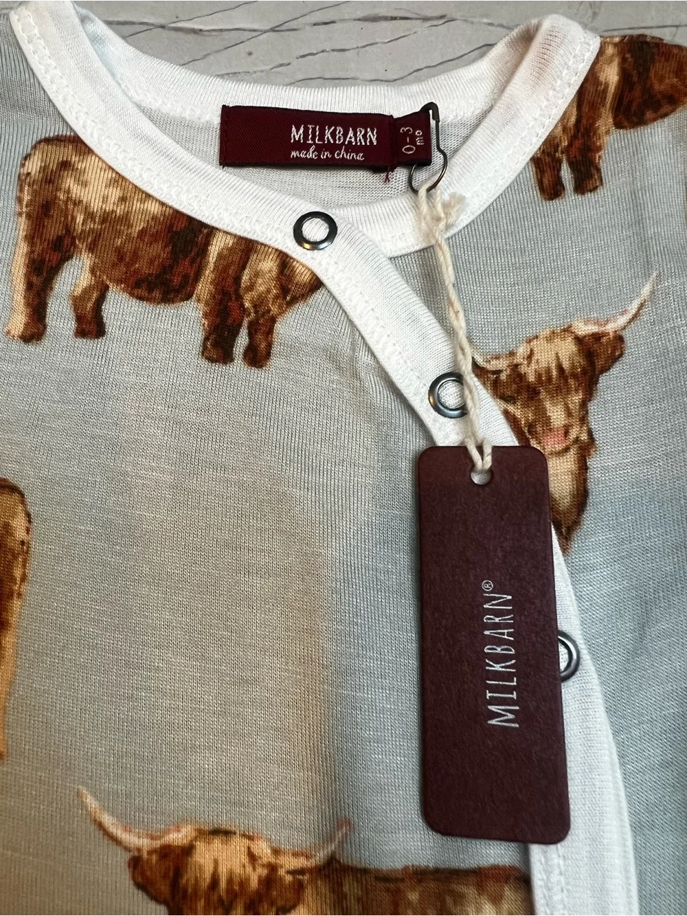 MILKBARN Highland Cow Bamboo Zipper Footed Romper